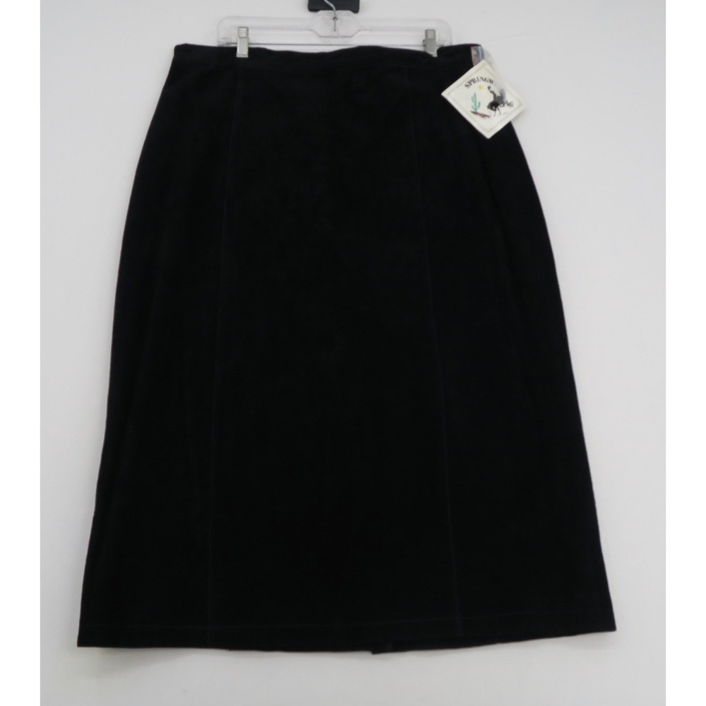 Vintage Western Suede Leather Skirt Women's 20 Black Midi Cowgirl‎ Ranch Plus